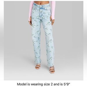 Wild fable Women’s 90s Relaxed Straight wide floral Jeans sz 2 nwt